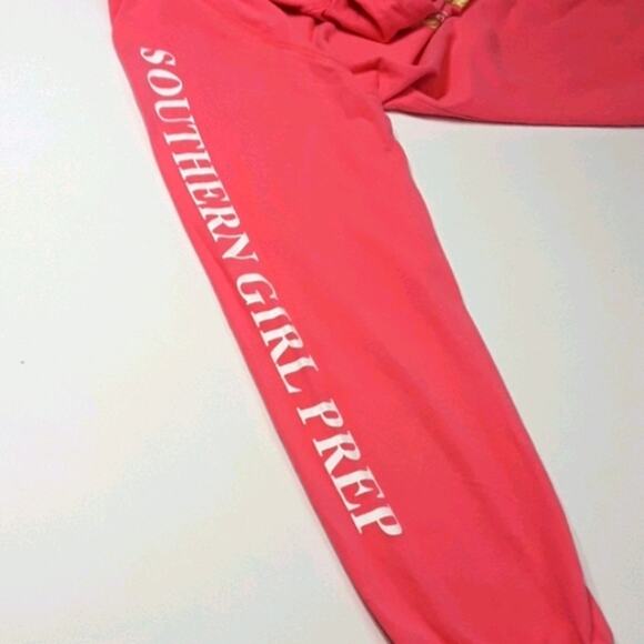 Women Sz M Pink Logo Graphic Hoodie Sweatshirt Southern Girl Preppy Y2K - Picture 6 of 12